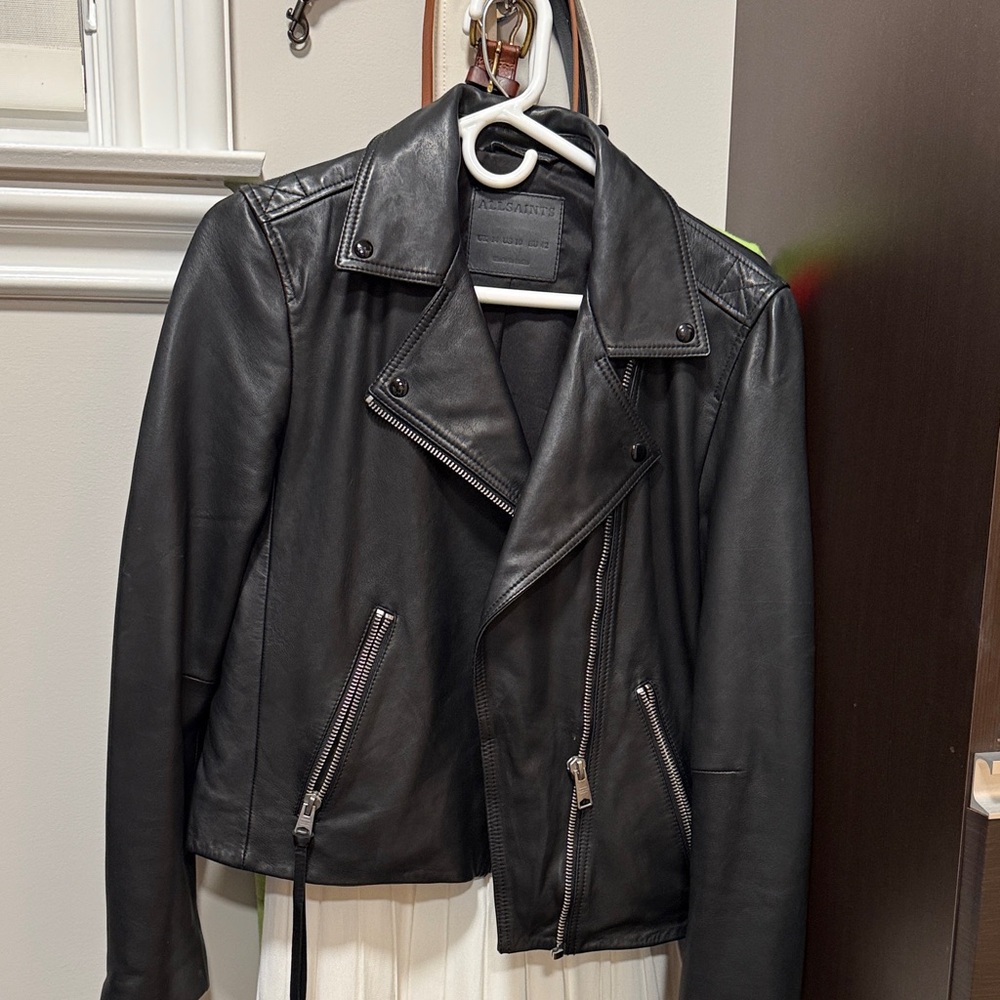All Saints Black Leather Biker Jacket